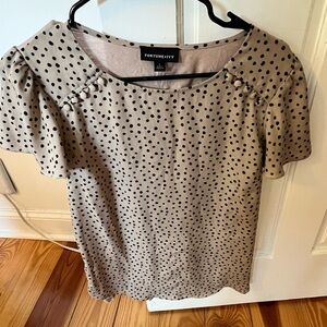Fortune + Ivy Polka Dot Blouse - Black and Tan